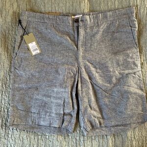 Gray Linen Blend Shorts